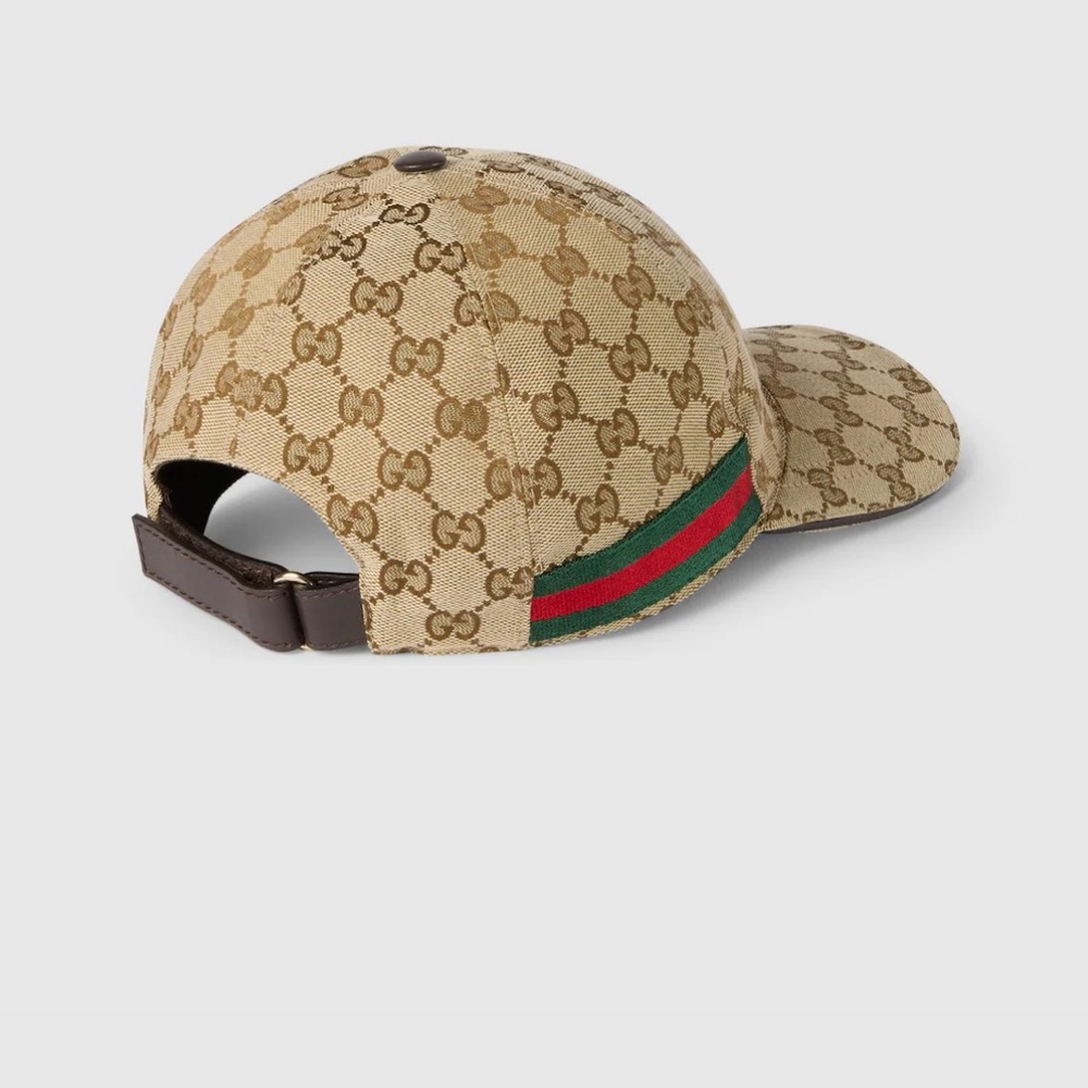 Gucci Tan Monogram Cap with Green and Red Stripe - Picture 3 of 4